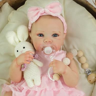 KSBD Realistic Reborn Baby Dolls - 20 Inch Cute Lifelike Real Life Baby Dolls Newborn Silicone Baby Dolls Girl with Soft Full Vinyl Body and Accessories can Swimming for 3+ Years Old Kids Gifts - Image 4
