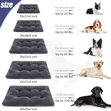 Dog Crate Bed Washable Dog Beds for Large Dogs Deluxe Thick Flannel Fluffy Comfy Kennel Pad Anti-Slip & Anti-Scratch Pet Sleeping Mat, 35 x 23 Inch, Gray - Image 6