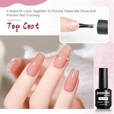 JODSONE 2 Bottles of Top Coat Base Coat Set No Wipe Foundation Combination Bright Surface At Home DIY Nail Salon Girl Gift - Image 3