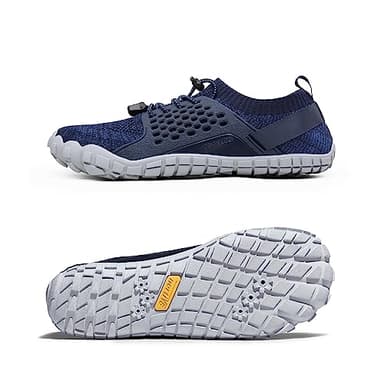 NORTIV 8 Mens Lightweight Barefoot Aqua Water Shoes for Outdoor Sports, Swim, Fishing, Hiking, Diving, Surf Walking, Dark/Blue - 12 (TREKMAN-2) - Image 1