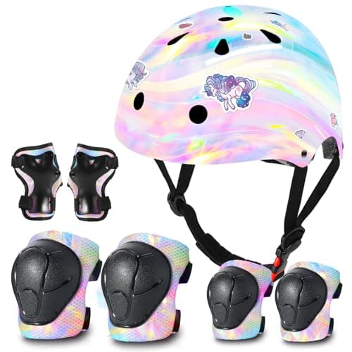 Kids Helmet and Pads Set for Skateboard & Bike - Adjustable Toddler Safety Gear with Cool Color Gradient for Boys Girls 3-5-8-14 Years Old, for Scooter, Rollerblading, Longboard - Image 1