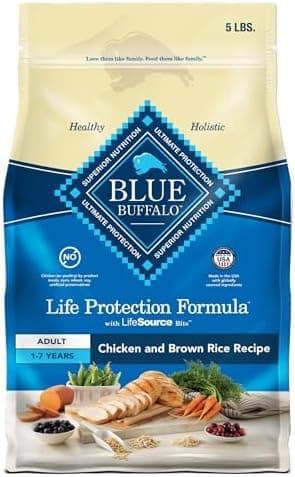 Blue Buffalo Life Protection Formula Adult Dry Dog Food, Helps Build and Maintain Strong Muscles, Made with Natural Ingredients, Chicken & Brown Rice Recipe, 5-lb. Bag - Image 3