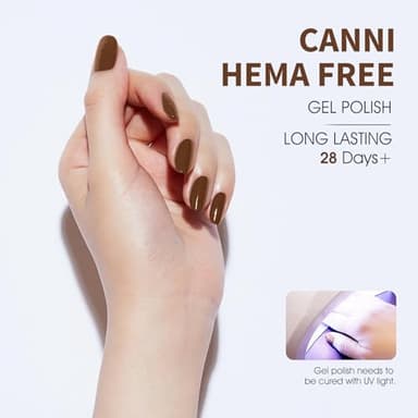 CANNI Brown Fall Gel Nail Polish, Chocolate Brown Gel Polish for Fall Winter Color, High Gloss Soak Off U V, French Nail Manicure Salon DIY - Image 3