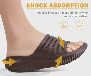 KuaiLu Womens Recovery Sandals Comfortable Plantar Fasciitis Arch Support Ladies Orthopedic Slip On Running Sport Walking Slides Thick Athletic Cushion Slippers Summer Outdoor Sliders Brown Size 9 - Image 5