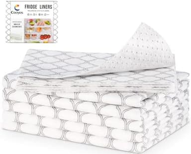 Cooyes Non Slip Refrigerator Liners, 2-in-1 Fridge Mats and Fresh-Keeping Shelf Liners, Absorbs Excess Moisture, BPA-Free, Multiple Sizes for Glass Shelves Kitchen Cabinets Drawers, 6 Pack, 12" × 24" - Image 3