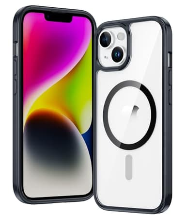 FNTCASE for iPhone 14 Plus Case Clear Phone Case Protective Cover for iPhone 14plus | Magnetic, Shockproof, Military Grade, Drop Protection, Anti-Yellowing, Anti-Slip, Slim, Lightweight (B-Black) - Image 1