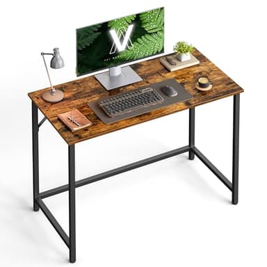 VASAGLE Computer Desk, Gaming Desk, Home Office Desk, for Small Spaces, 19.7 x 39.4 x 29.9 Inches, Industrial Style, Metal Frame, Rustic Brown and Black ULWD41X - Image 1