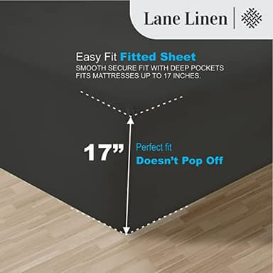 LANE LINEN 100% Egyptian Cotton Sheets Set Full Size Bed, Fully Elasticized Reinforced Seams Extra Deep Pocket Full Sheets Set (Never on Clearance), No Pill Fade Resistant Cooling - Black - Image 6