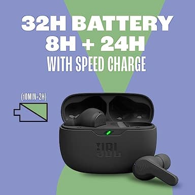 JBL Vibe Beam - True Wireless JBL Deep Bass Sound Earbuds, Bluetooth 5.2, Water & Dust Resistant, Hands-free call with VoiceAware, Up to 32 hours of battery life (Blue) - Image 4