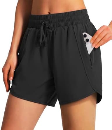 Ksmien Women's 5" Athletic Running Shorts Quick Dry Lightweight Workout Gym Shorts with Zipper Pockets UPF 50+ - Image 3
