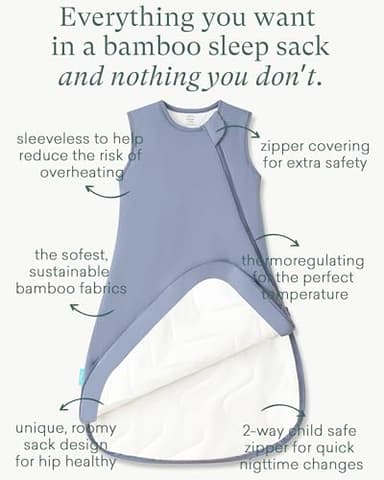 PurComfy Supersoft Sleep Sack 1.0 TOG, Premium Bamboo Viscose Baby Sleeping Bag, 2-Way Safe Zipper Sleep Sacks 6-15 Months (Whale) - Image 2