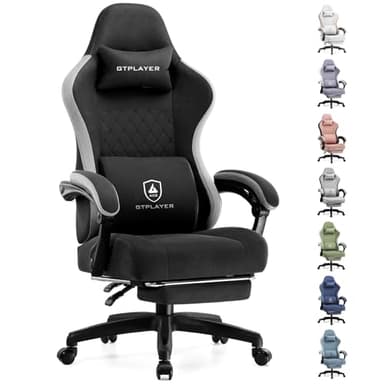 GTPLAYER Gaming Chair, Computer Office Chair with Pocket Spring Cushion, Linkage Armrests and Footrest, High Back Ergonomic Computer Chair with Lumbar Support Task Chair with Footrest(Black) - Image 1