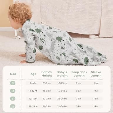 Yoofoss Baby Sleep Sack 0-6 Months Long Sleeve Wearable Blanket Baby 100% Organic Cotton 2-Way Zipper 0.5 Tog Newborn Sleeping Sack, Lightweight(Small) - Image 6