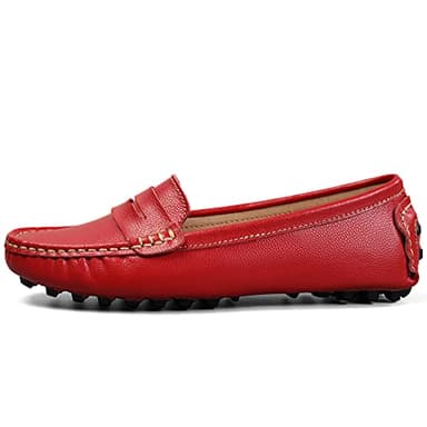 Artisure Women's Classic Handsewn Red Genuine Leather Penny Loafers Driving Moccasins Casual Boat Shoes Slip On Fashion Office Comfort Flats 8 M US SKS-1221HON080-1 - Image 8