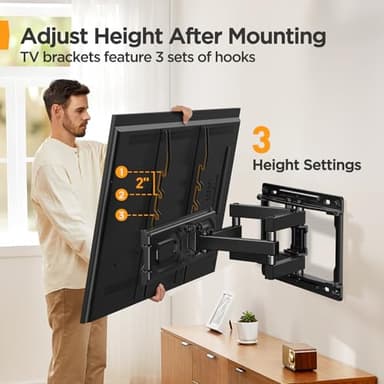 Perlegear Full Motion TV Wall Mount for 26-65 inch TVs, TV Bracket Supports Swivel Articulating Level Extension Tilt Arms, Max VESA 400x400mm up to 99lbs, 16" Wood Studs, PGMFK4 - Image 4