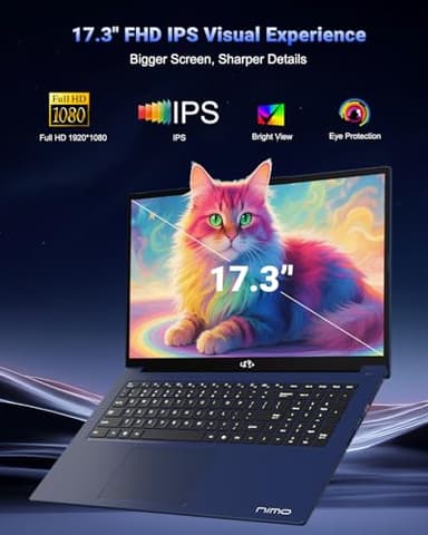 NIMO 17.3" IPS FHD-Gaming-Laptop, AMD Ryzen 7 8745HS 32GB DDR5 RAM 1TB SSD (8C/16T, up to 4.9GHz) Radeon 780M Graphics Business Computer with 100W Type-C Backlit Keyboard, Fingerprint USB-C 4.0 - Image 7