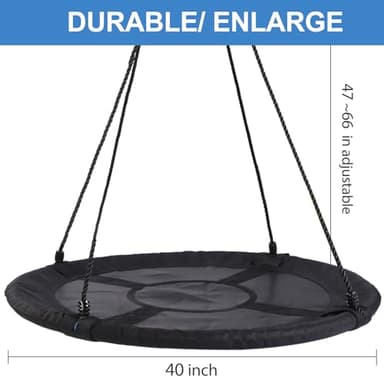 40 Inch Saucer Tree Swing for Kids, Outdoor Round Swing with Hanging Straps & Adjustable Ropes, Easy Assembly - Image 5