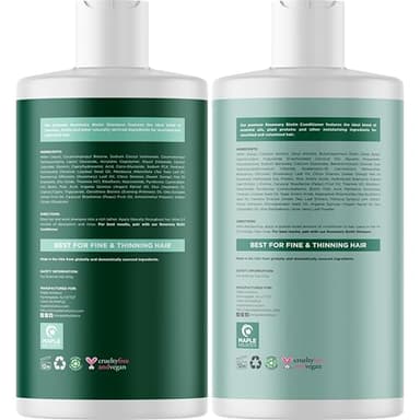 Biotin Rosemary Shampoo and Conditioner Set - Vegan Biotin Shampoo and Conditioner Set Volumizing Complex with Rosemary Essential Oil for Fine Weak & Dull Hair - Sulfate & Paraben Free (16 Fl Oz) - Image 6