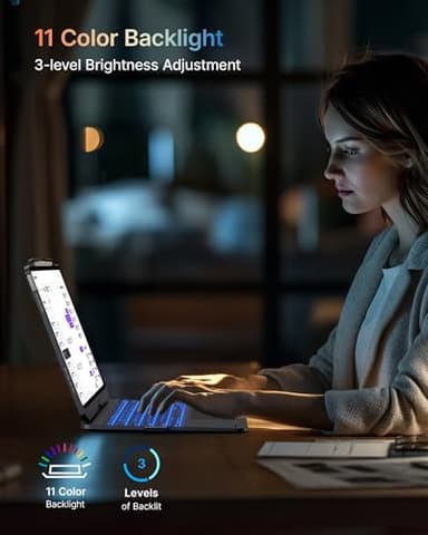 typecase Touch Case with Keyboard for iPad Pro 13-inch(M4, 2024), iPad Air 13-inch(M3, 2025/M2, 2024) & iPad Pro 12.9(6th/5th/4th/3rd Gen), Trackpad, 360° Rotatable, 11-Colors Backlit, Midnight Gray - Image 5