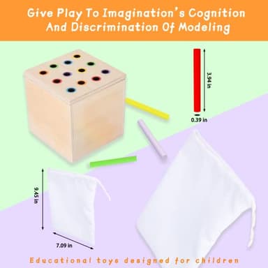 Adena Montessori 3 in 1 Wooden Montessori Play Kit Baby Toys,Includes Matchstick Color Drop Game,Carrot Harvest Game and Coin Box,Learning Toy for Kid 1,2,3 Year Old,Girl Boy Gift for Baby 6-12 Month - Image 6