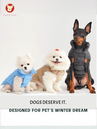SPACE LION Dog Puffer Jacket, Down Winter Coat, Durable Outdoor Coat for Cold and Windy Conditions, Waterproof, Lightweight Jacket, Adjustable Fit for Small, Medium, Large Dogs(Khaki,8/XS) - Image 7