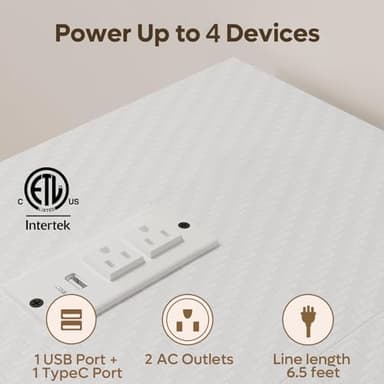 Bestier White Computer Desk with Charging Port & LED Strip,42 inch Modern Gaming Desk with Reversible Storage Shelves,Small L Shaped Desk with Hooks for Home Office - Image 5