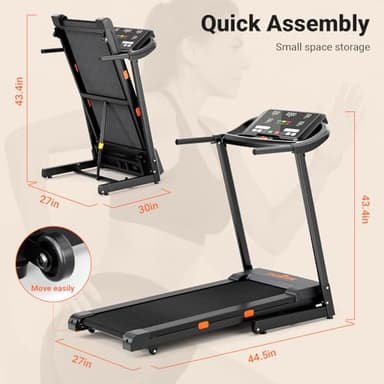 THERUN Incline Treadmill, 0-12% Auto Incline Treadmills for Running and Walking, 300 lbs Weight Capacity, Wide Belt, 3.0 HP, 18" LED Screen, 2 Layers Shock-Absorbing - Image 2