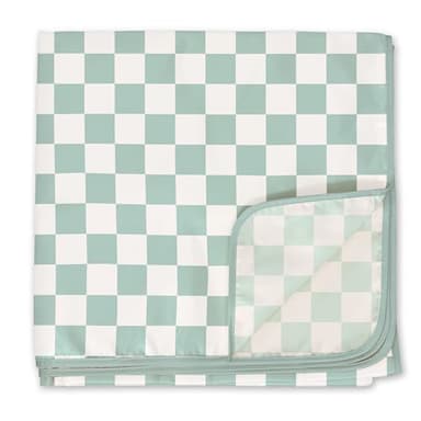 Tiny Twinkle Mess-Proof Splat Mats for Under high Chairs or Table Cover Art Projects for Baby and Toddler - Waterproof, Washable Floor or Table Splash mat 51" x 51" (Sage Checkers) - Image 8