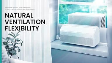 Hisense 8,000 BTU Smart Inverter Window Air Conditioner Easy Install Bracket, Up to 350 Sq Ft, Ultra-Slim Profile, 3 Speed, 700W, 4‑Way Air Direction HLAW0825TW (Renewed) - Image 4