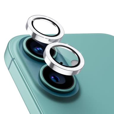 Upcommon UARMOR Camera Lens Protector Compatible with [ iPhone 17, 16 & 16 Plus ] 9H Tempered Glass & Aluminum Cover, HD Clear, Easy Installation Kit - Silver Glitter - Image 1