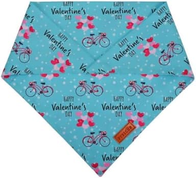 PTDECOR Valentine Dog Bandana,Bule and Pink Love Heart Design Reversible Dog Scarf, Triangle Valentine Bandanas for Small Pets (Small - Image 6