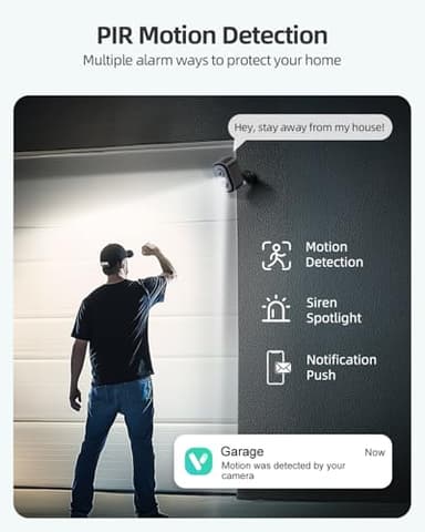 2K Security Cameras Wireless Outdoor, 2 Pack Battery Powered WiFi Cameras for Home Security with AI Motion Detection, Spotlight Color Night Vision, 2-Way Talk, Siren Alarm, IP65, Cloud/SD Storage - Image 4