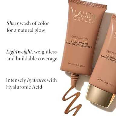 LAURA GELLER NEW YORK Quench-n-Tint Hydrating Foundation - Light/Medium - Sheer to Light Buildable Coverage - Natural Glow Finish - Lightweight Formula with Hyaluronic Acid - Image 3