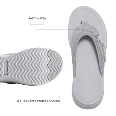 DREAM PAIRS Women's Arch Support Flip Flops Comfortable Thong Sandals,Size 8.5,Grey,Breeze-1 - Image 2