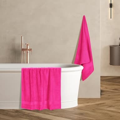 GLAMBURG Premium Cotton 4 Pack Bath Towel Set - 100% Pure Cotton - 4 Bath Towels 27x54 - Ideal for Everyday use - Ultra Soft & Highly Absorbent - Hot Pink - Image 5