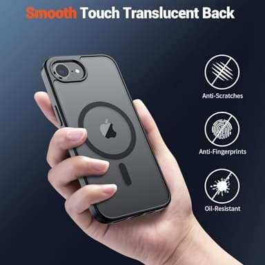 SUPFINE Magnetic for iPhone 16e Case (Compatible with MagSafe)(Military Grade Drop Protection) Slim Translucent Matte Shockproof with Anti-Fingerprint Phone Cover 2025,Black - Image 6