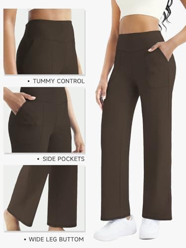 FireSwan Wide Leg Yoga Pants Women Stretch Dress Lounge Pants with Pockets High Waisted Loose Casual Trousers - Image 4