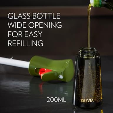 FLAIROSOL OLIVIA Oil Sprayer for Cooking, 200ml Glass Olive Oil Sprayer, Continuous Cooking Spray with Portion Control, Oil Dispenser for Kitchen, Air Fryer, Salad, BBQ (Green Bottle, Gold Print) - Image 6
