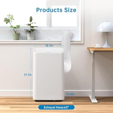 14,000 BTU Portable Air Conditioner 3-IN-1 (Cooling, Dehumidifying, Fan) - Portable AC Units for Rooms - Cools 750 sq.ft | 90 Pints/Day, 54dB Quiet | Includes Hose & Window Kit, White-A020K - Image 2