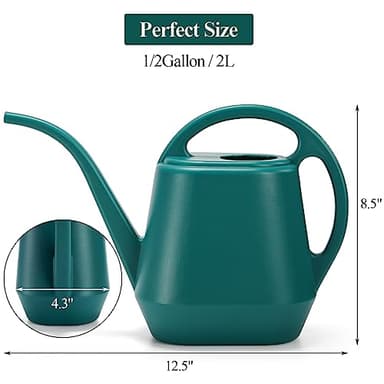 Fasmov Watering Can, 1/2 Gallon Plastic Watering Cans with Comfortable Handle, Small Garden Watering Cans Long Spout for Indoor Outdoor Watering Plants, Green - Image 3