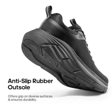 NORTIV 8 Men's Walking Shoes Running Tennis Cushioning ActiveBreeze Non Slip Athletic Gym Workout Comfortable Fashion Sneakers,Size 8.5,All Black,SNWS246M - Image 3