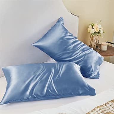 BEDELITE Satin Pillowcase for Hair and Skin, Super Soft and Cooling Similar to Silk Pillow Cases 2 Pack with Envelope Closure, Gift for Women Men(20"x36" King Size, Airy Blue) - Image 8
