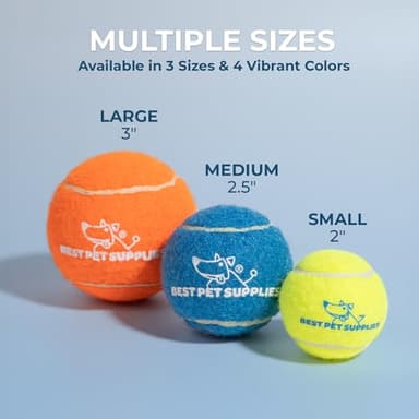 Best Pet Supplies Interactive Squeaky Dog Chew Toy, Ideal Dog Toys for Chewers, Small, Medium & Large Dogs, and Fetch Lovers - Tennis (Assorted Color), Medium (Pack of 4) - Image 6
