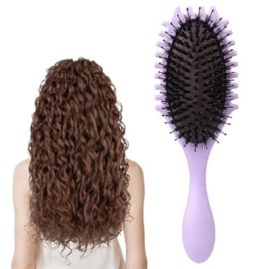 Curly Defining Brush, Curly Hair Styling Brushes Detangler Soft Bristle Hair Brush 1-Pack (Purple) - Image 2