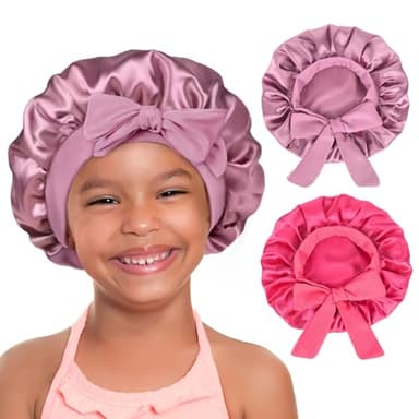 YANIBEST 2 PCS Baby Bonnet Silk Satin Bonnet for Kids Sleeping Cap Curly Natural Hair Silk Bonnets for Girls Boys Infant - Image 1