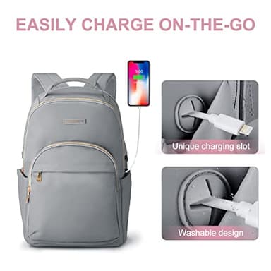 LIGHT FLIGHT Laptop Backpack for Women, 15.6 Inch Computer Bag, Casual Notebook Backpack for Work Travel Business Trip College, Grey - Image 4