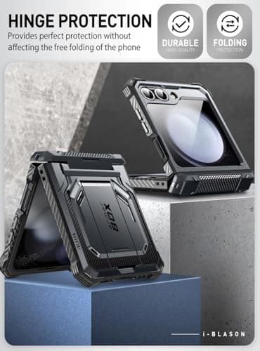 i-Blason for Samsung Galaxy Z Flip 7 FE Case, Z Flip6 Case with Stand, [Built-in Screen Protector] [Hinge Protection] [Belt-Clip], Military Phone Case for Samsung Z Flip 7 FE/6/5, Armorbox, Black - Image 5