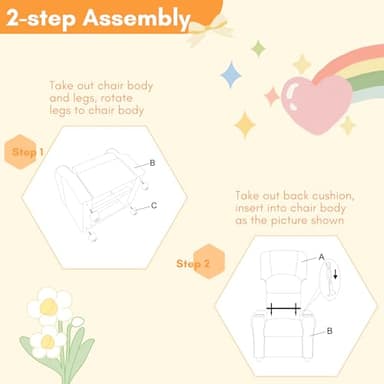 JC HOME Candy Kids Reclining Chair Leather Recliner Sofa Push Back Toddler Youth Children Child Ages 1-6 - Image 7