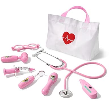Phobby Kids Doctor Kit, 8 Pieces Kids Doctor Playset with Medical Storage Bag & Real Stethoscope, Pretend Play Doctor Toys for Toddler Boys Girls Aged 3 4 5 6 - Image 1