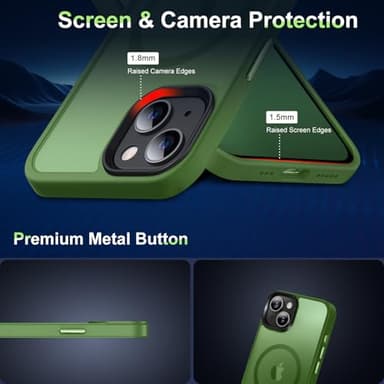 Vlanxie Magnetic for iPhone 13 Case/iPhone 14 Case, [Compatible with Magsafe & Military-Grade Protection] Slim Translucent Matte Phone Case for iPhone 13/14 6.1 inch,Midnight Green - Image 6